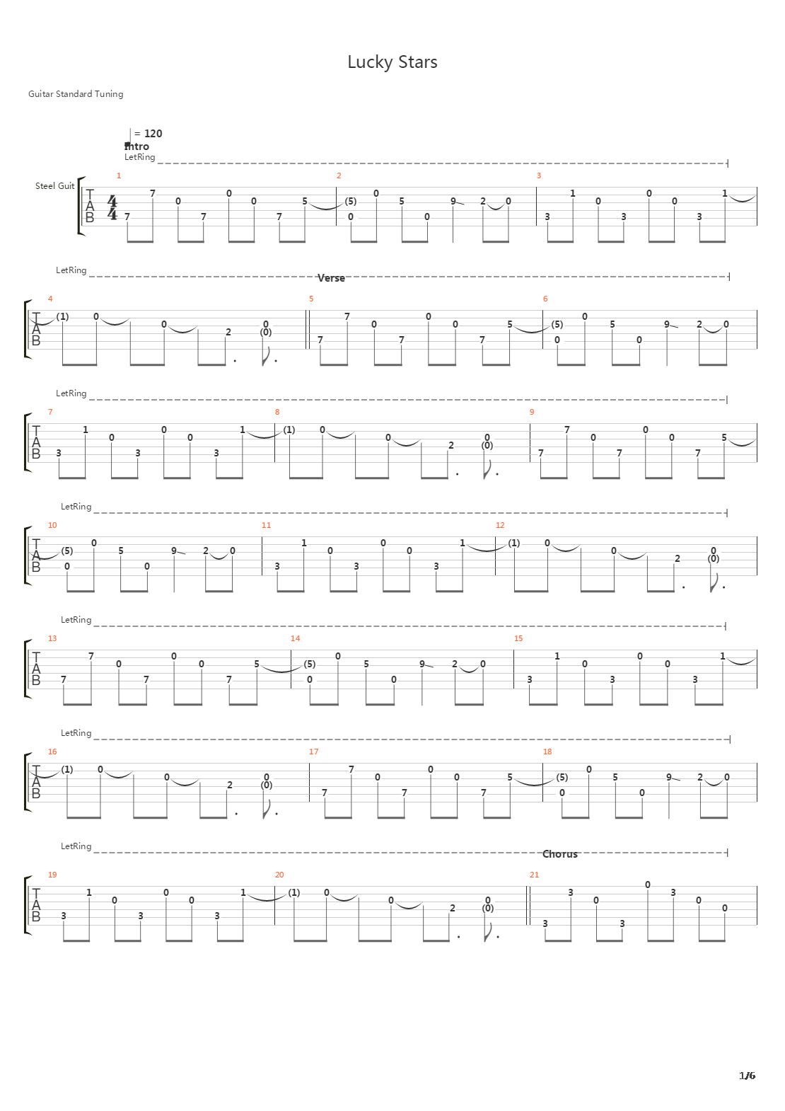 Lucky Stars吉他谱