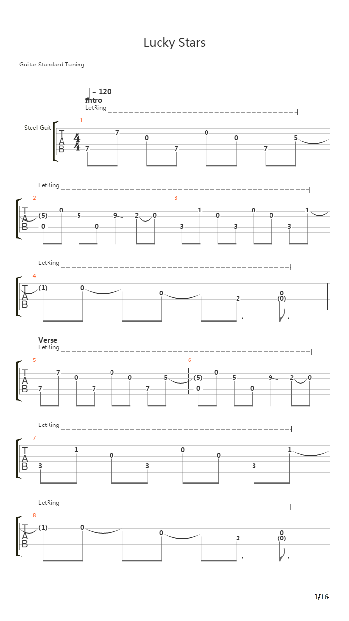 Lucky Stars吉他谱