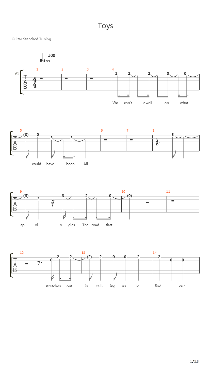 Toys吉他谱