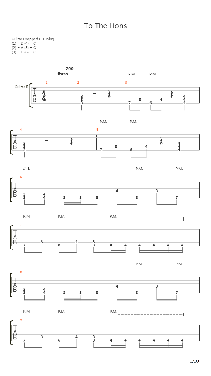 To The Lions吉他谱