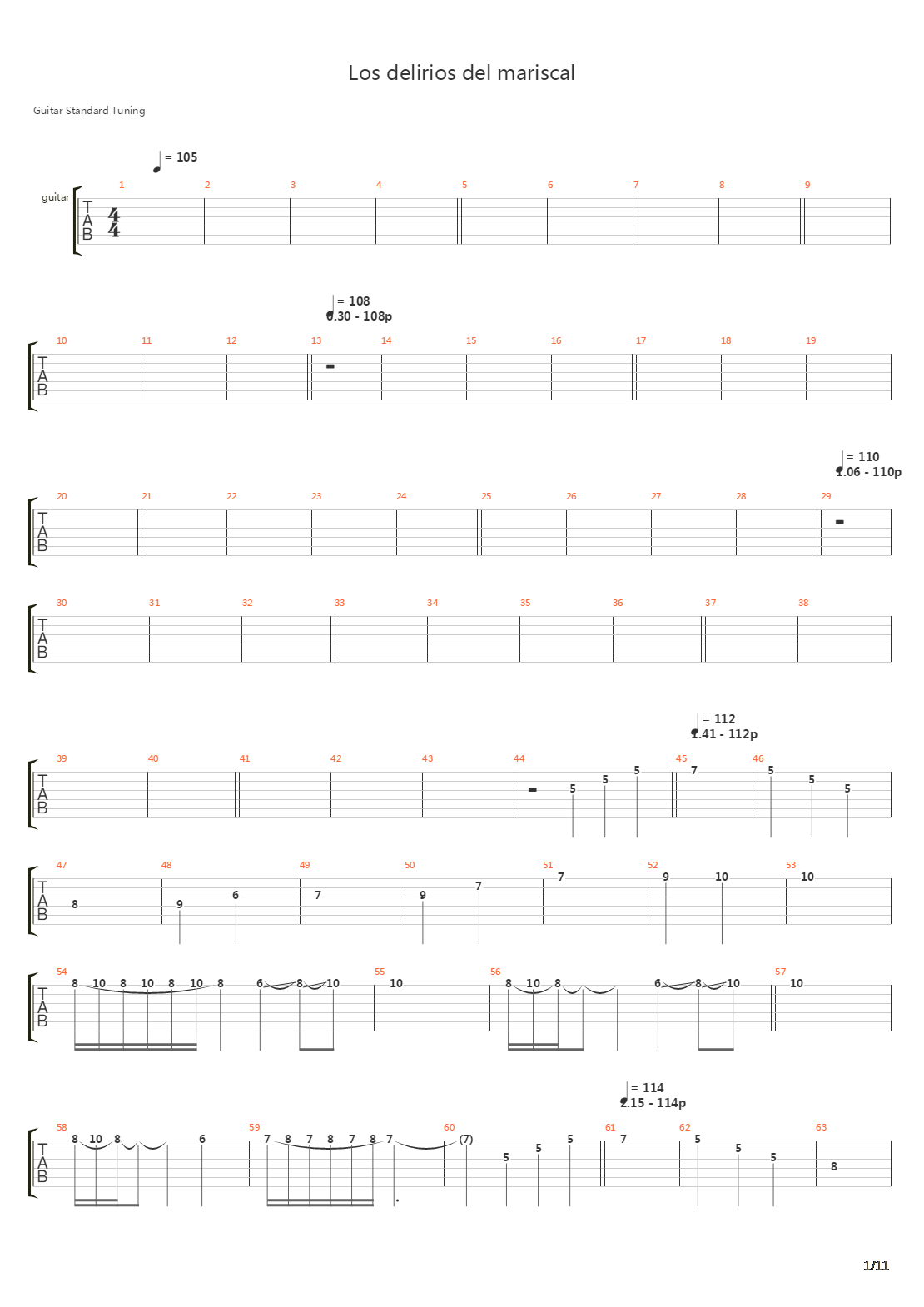 Los Delirios Del Mariscal吉他谱