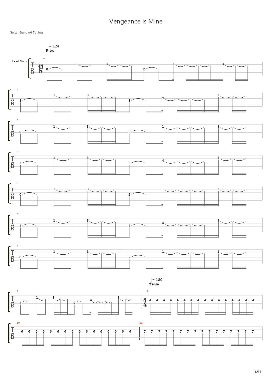 Vengeance Is Mine吉他谱