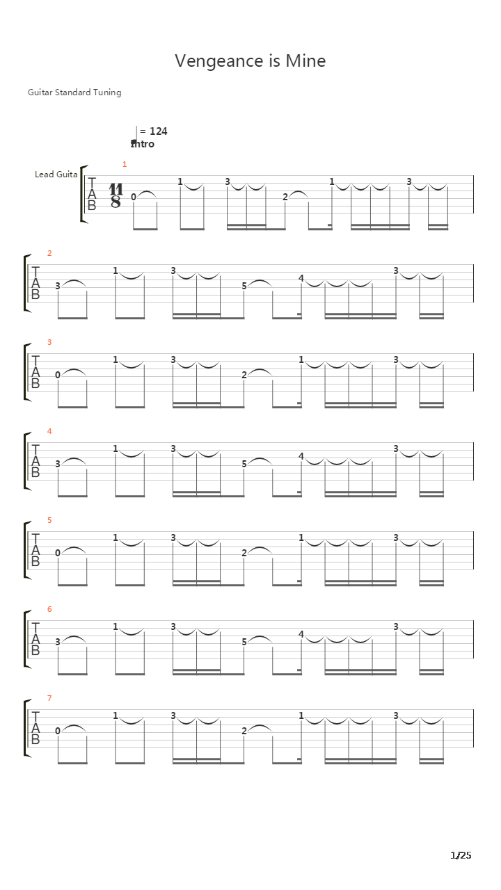 Vengeance Is Mine吉他谱