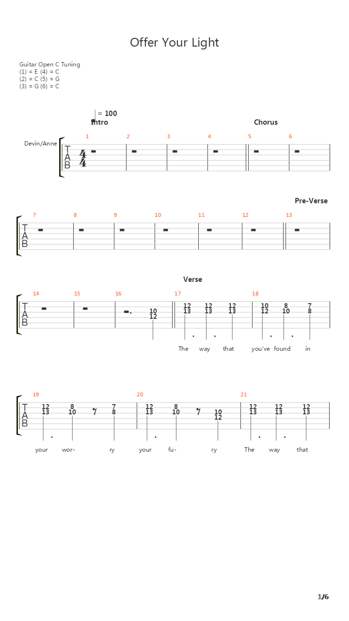 Offer Your Light吉他谱