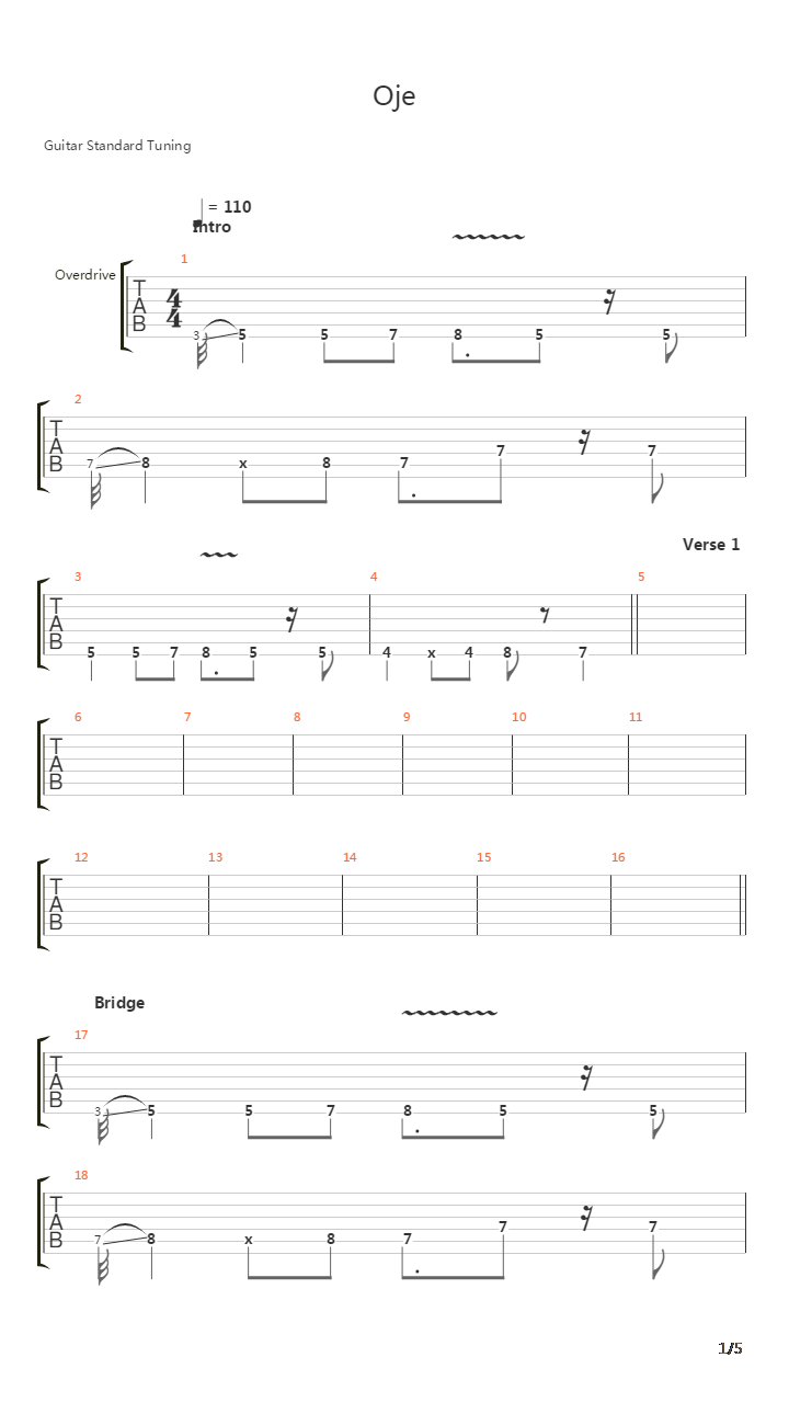 Oje吉他谱