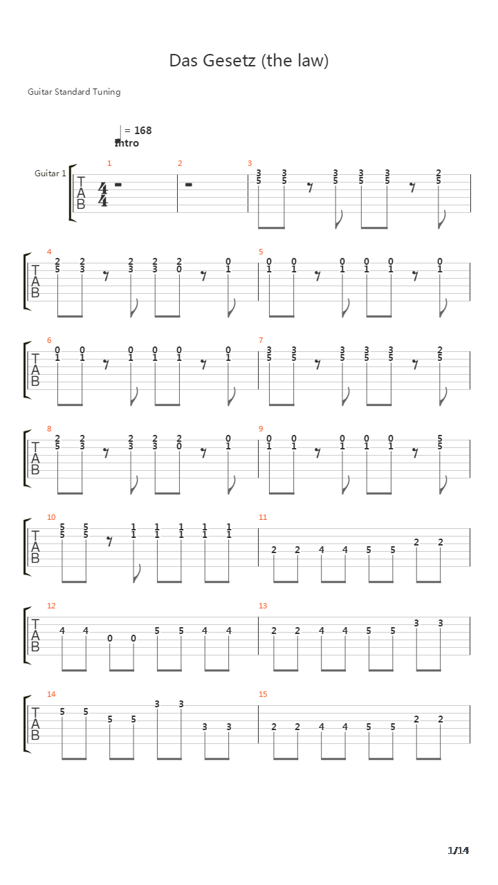 Das Gesetz吉他谱