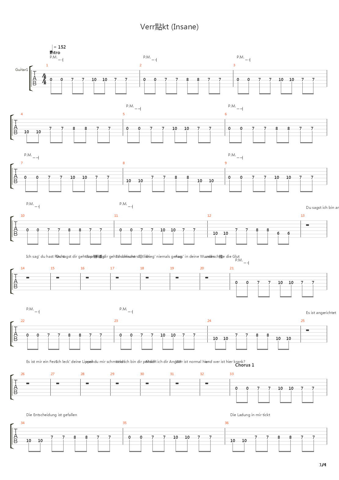 Verruckt吉他谱