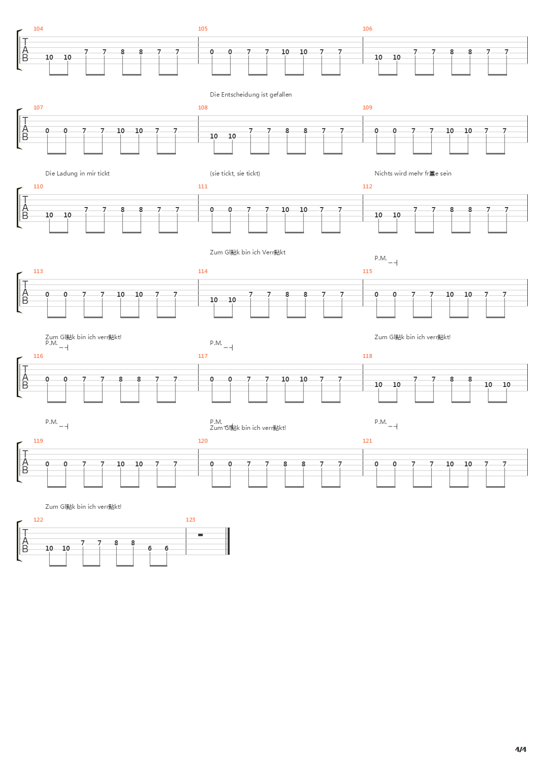 Verruckt吉他谱