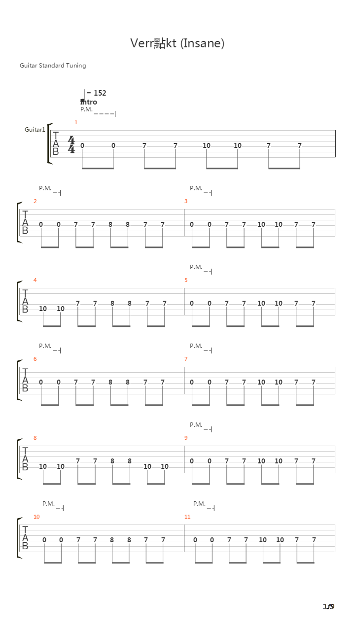 Verruckt吉他谱