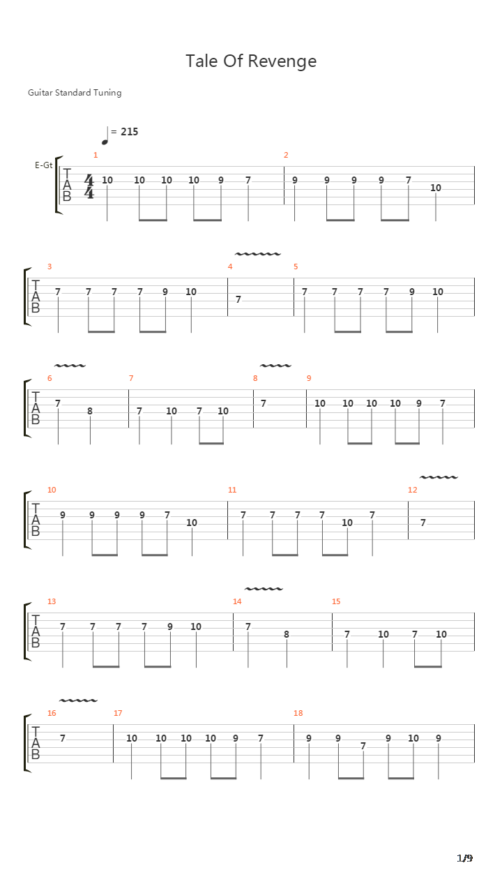 Tale Of Revenge吉他谱
