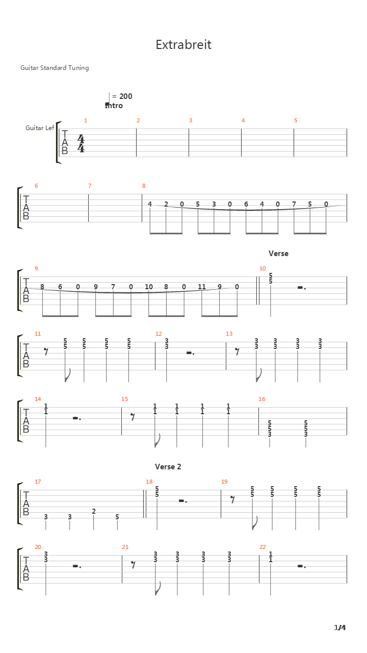 Extrabreit吉他谱