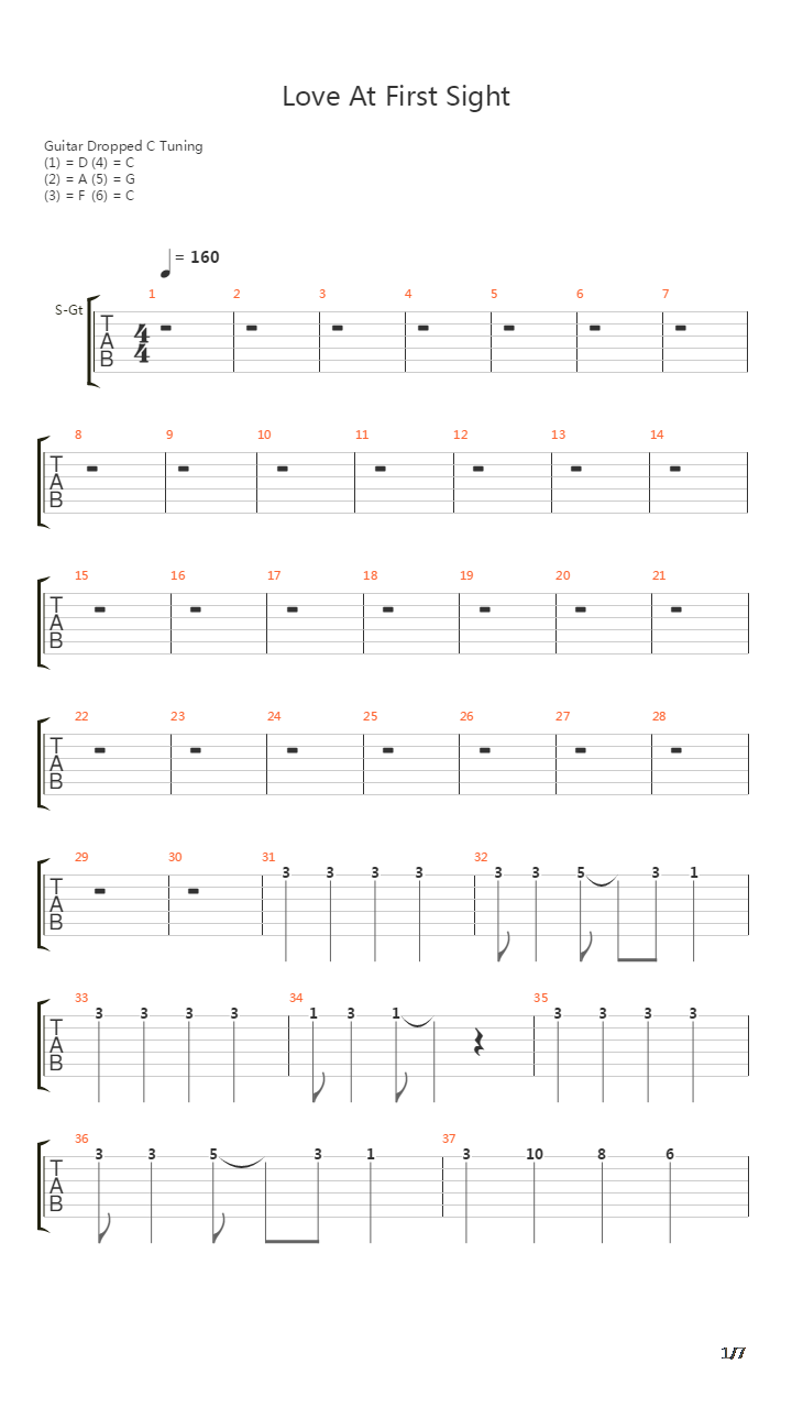 Love At First Sight吉他谱