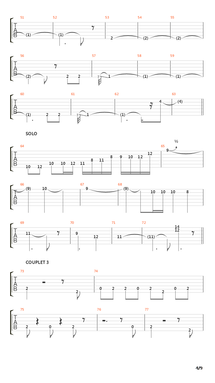 Plus Haut吉他谱