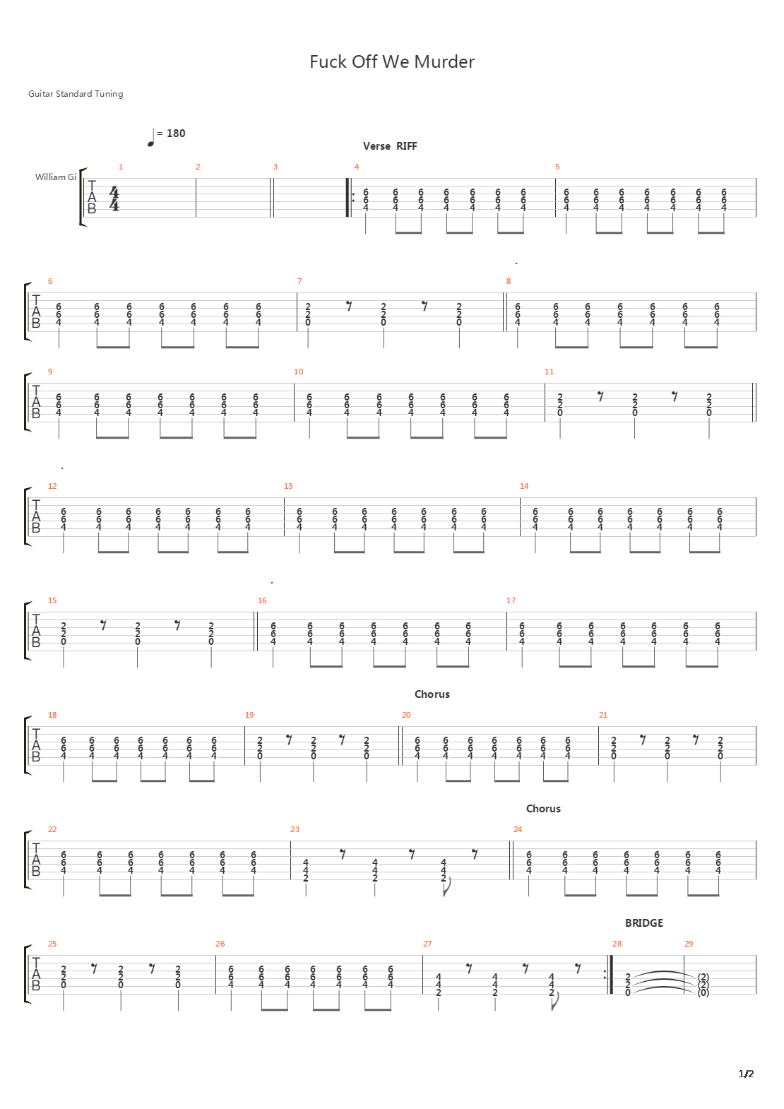 Fuck Off We Murder吉他谱