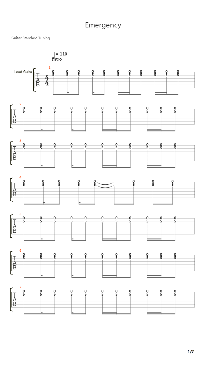 Emergency吉他谱