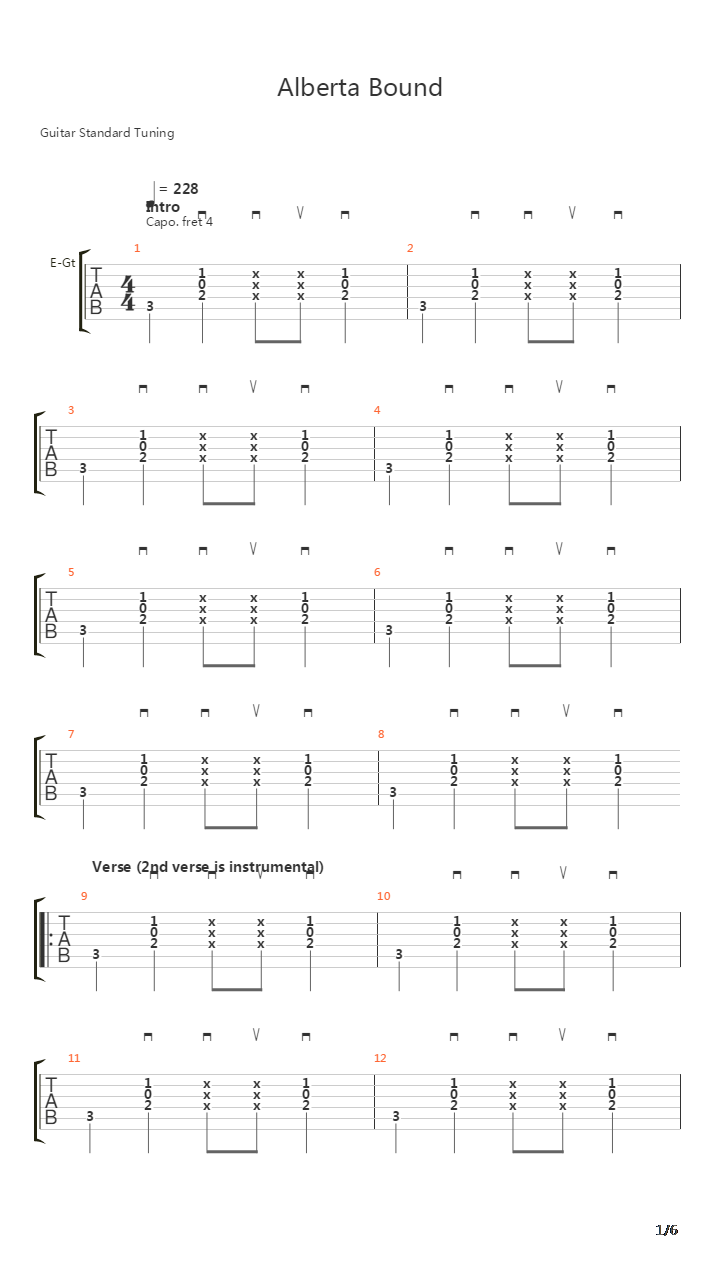 Alberta Bound吉他谱