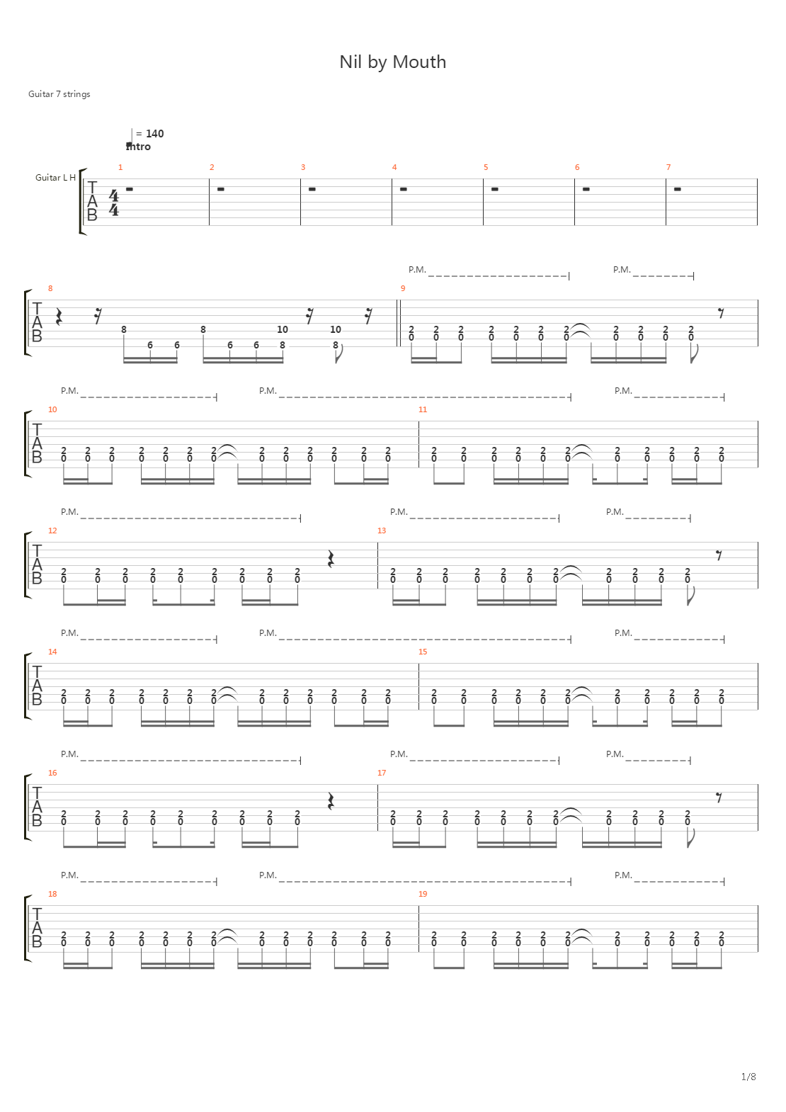 Nil By Mouth吉他谱
