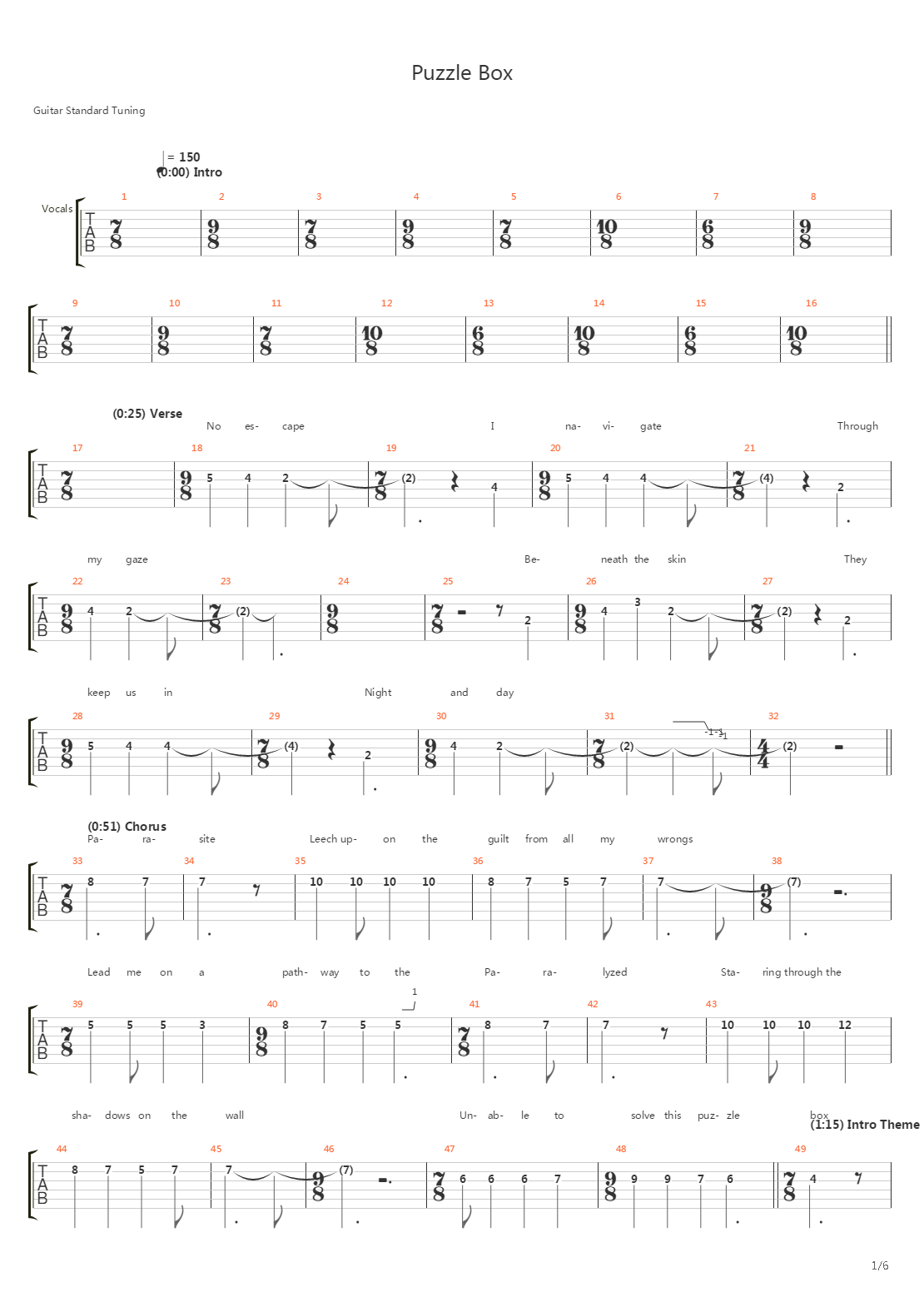 Puzzle Box吉他谱