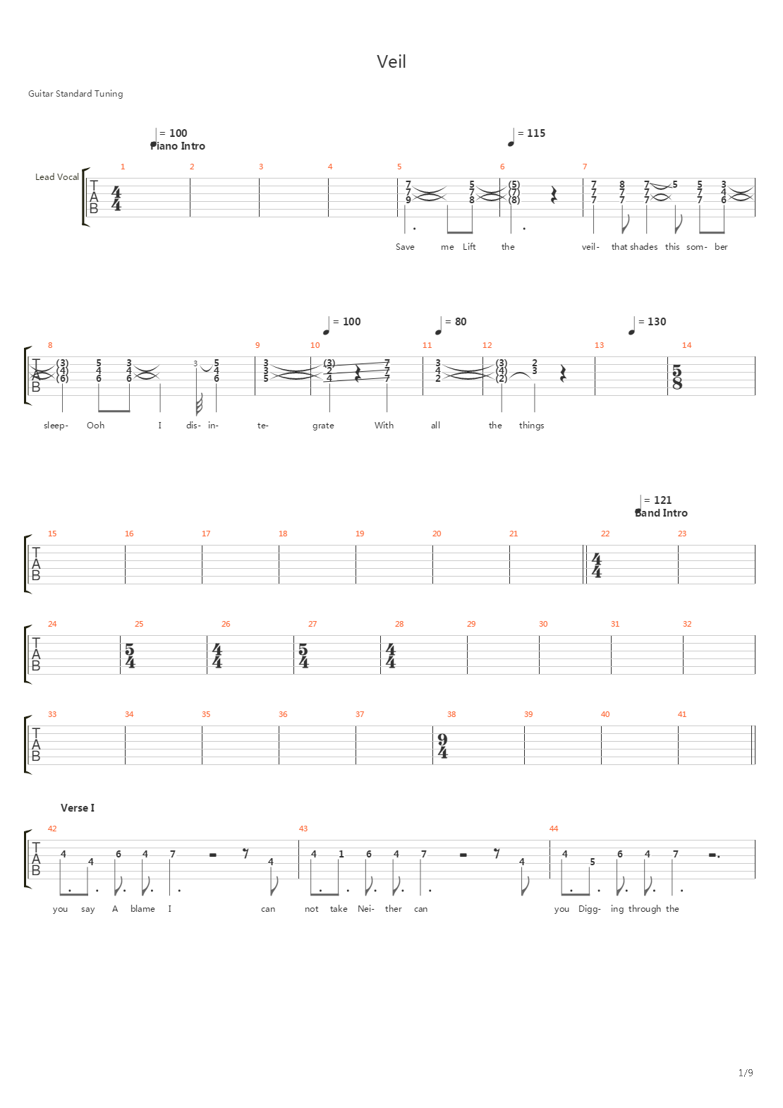 Veil吉他谱