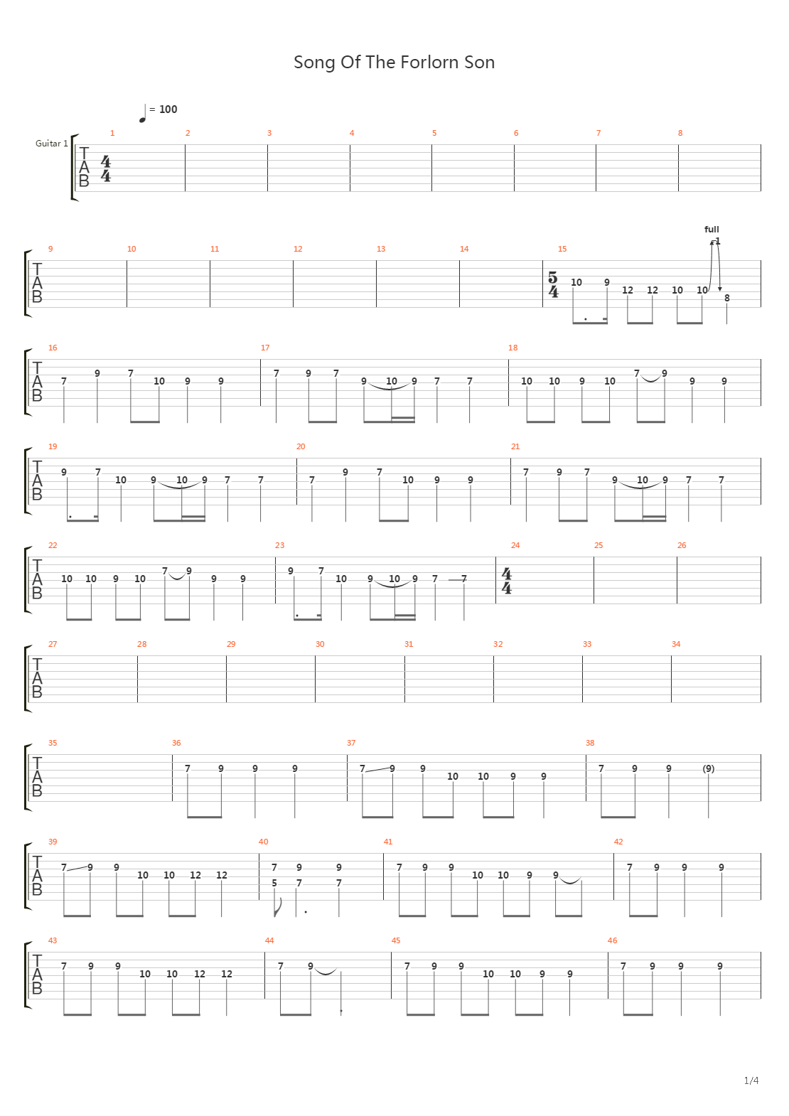 Song Of The Forlorn Son吉他谱