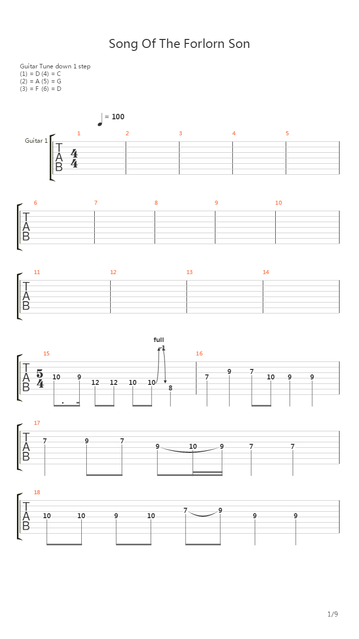 Song Of The Forlorn Son吉他谱