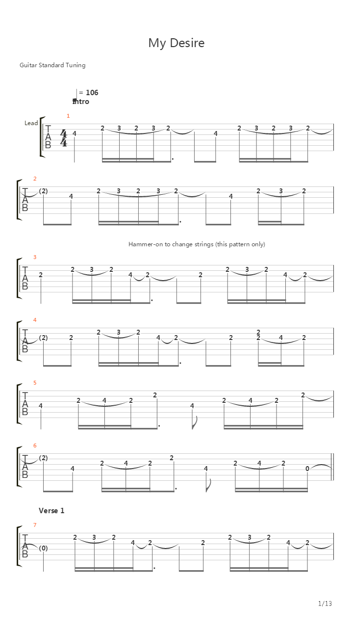 My Desire吉他谱