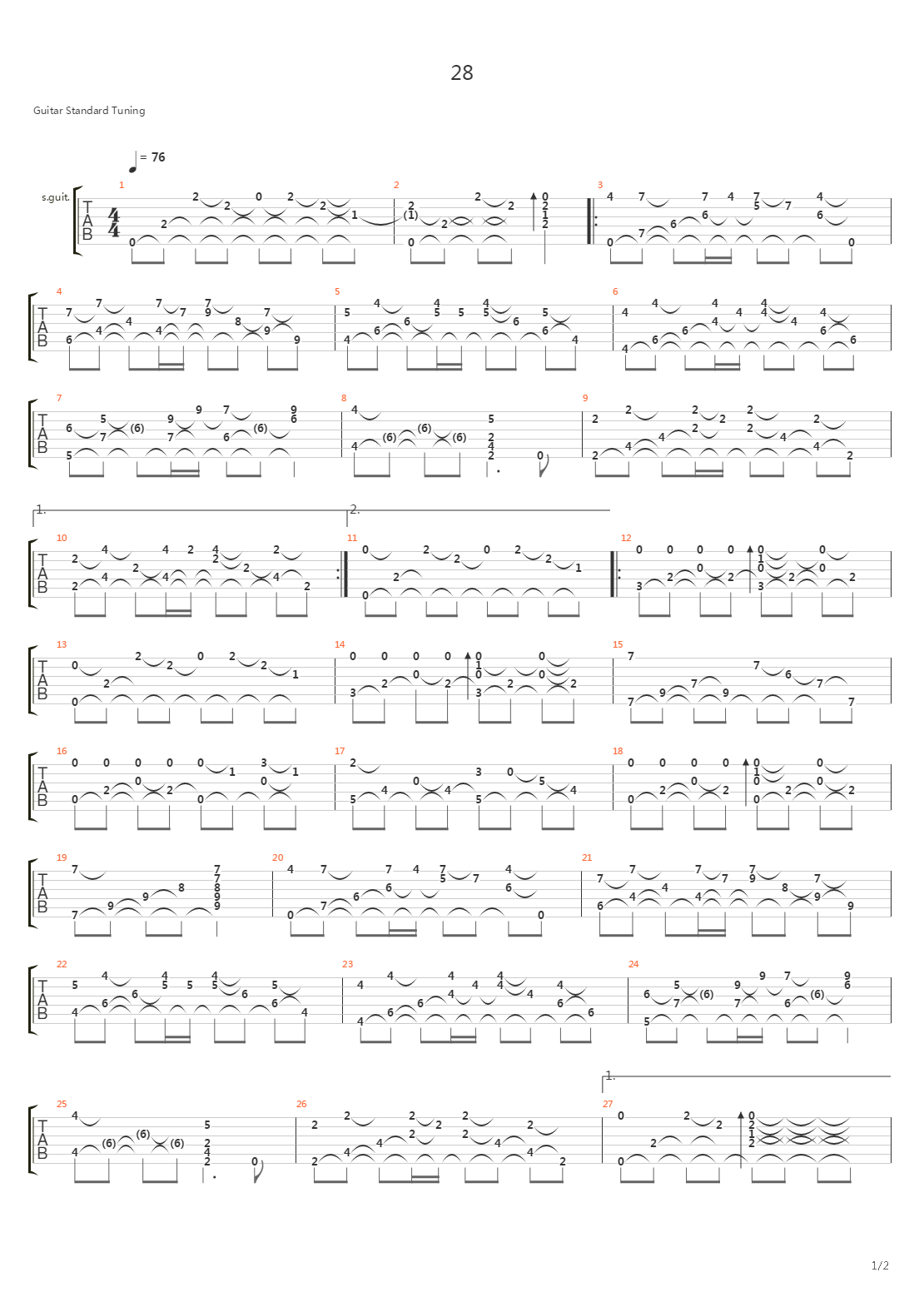 28(单吉他)吉他谱