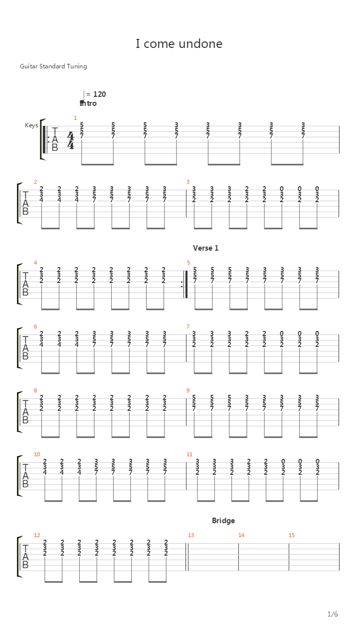 I Come Undone吉他谱
