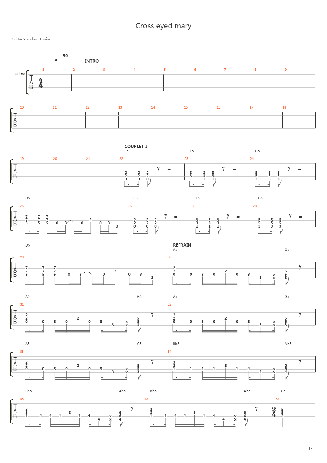 Cross-Eyed Mary吉他谱