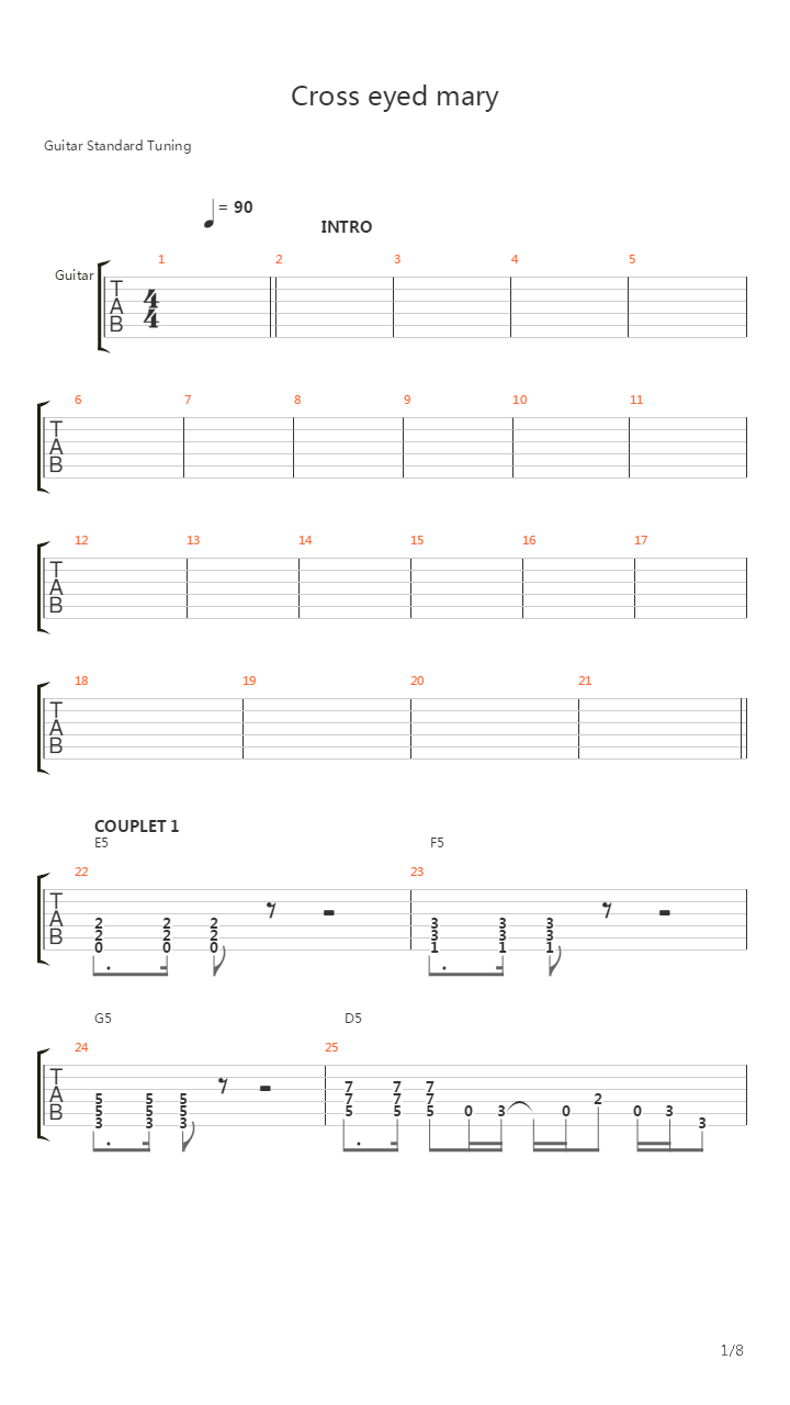 Cross-Eyed Mary吉他谱
