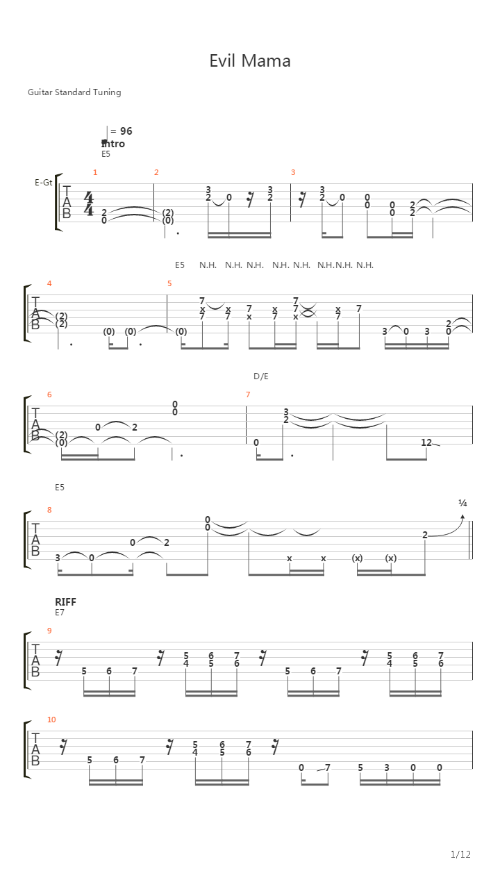 Evil Mama吉他谱