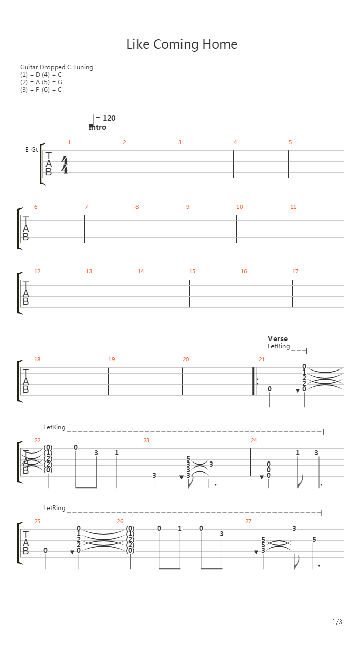 Like Coming Home吉他谱