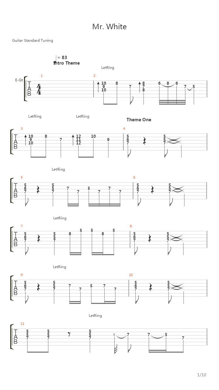 Mr White吉他谱