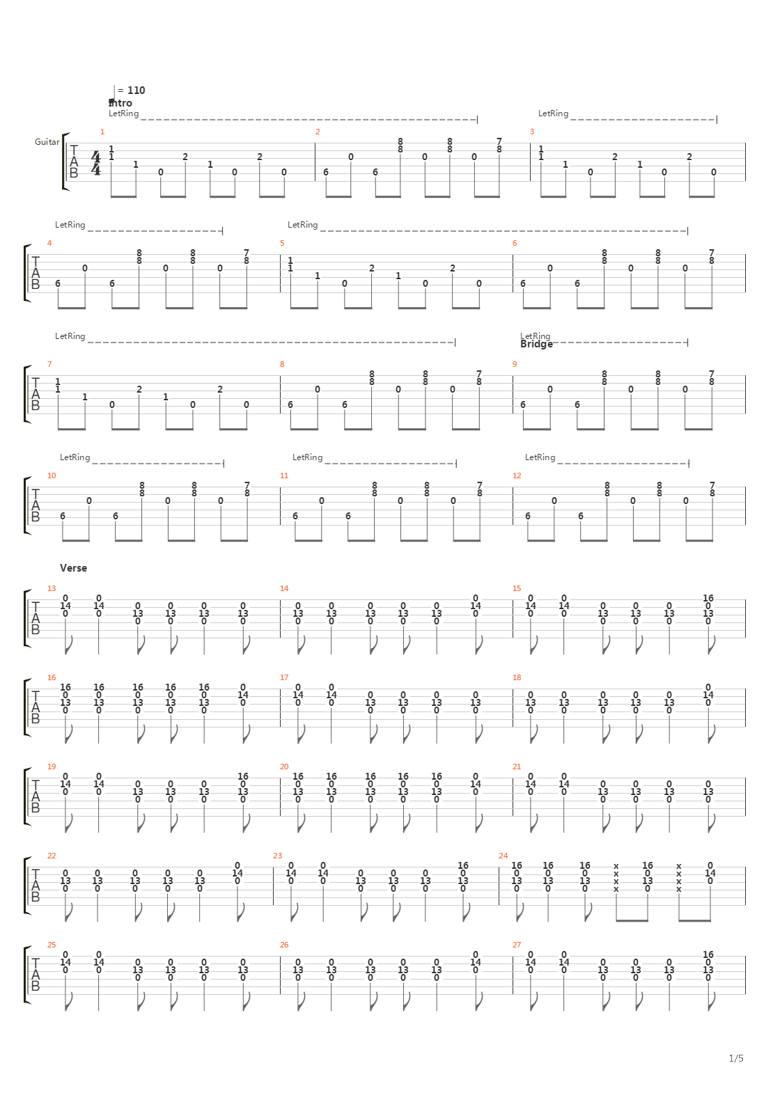 Hum吉他谱