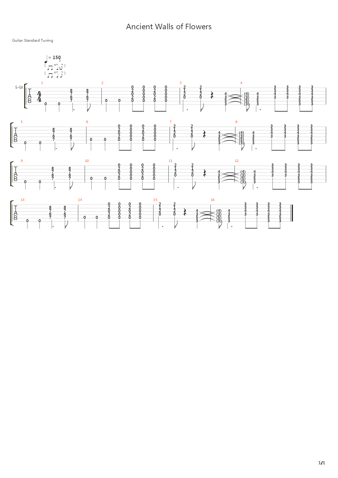 Ancient Walls Of Flowers吉他谱