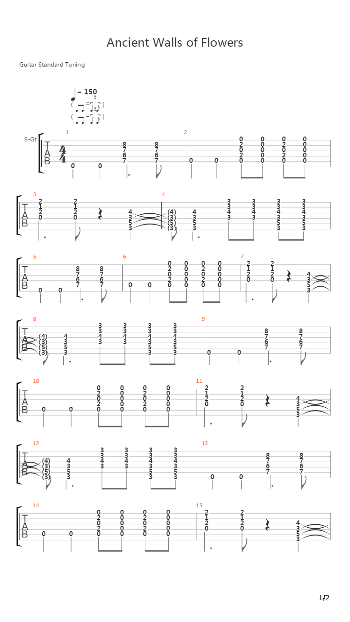 Ancient Walls Of Flowers吉他谱