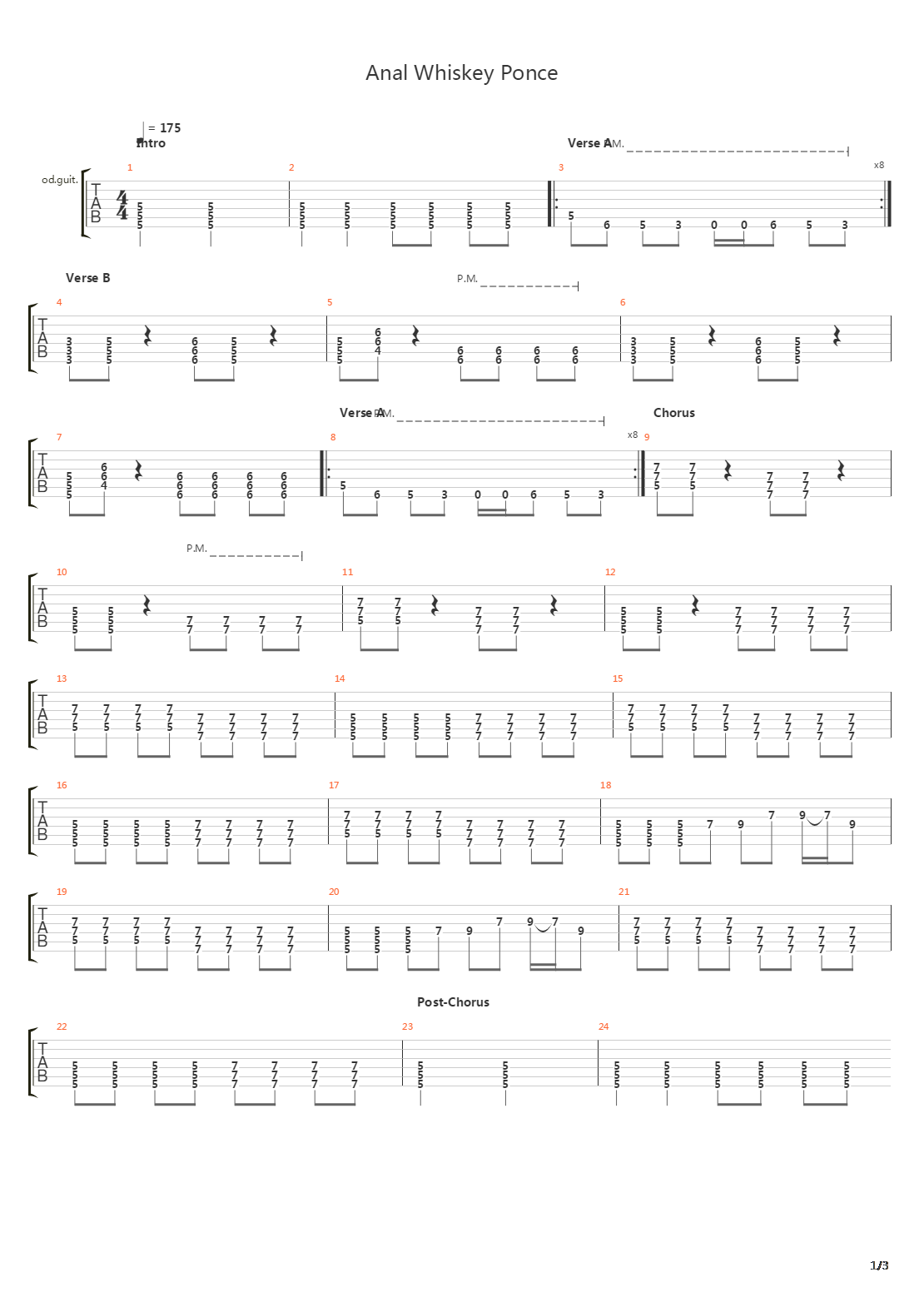 Anal Whiskey Ponce吉他谱