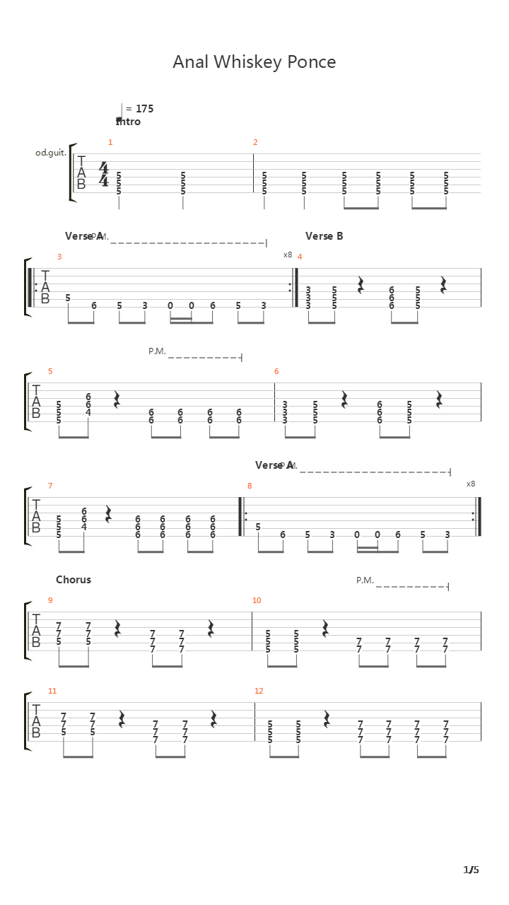 Anal Whiskey Ponce吉他谱