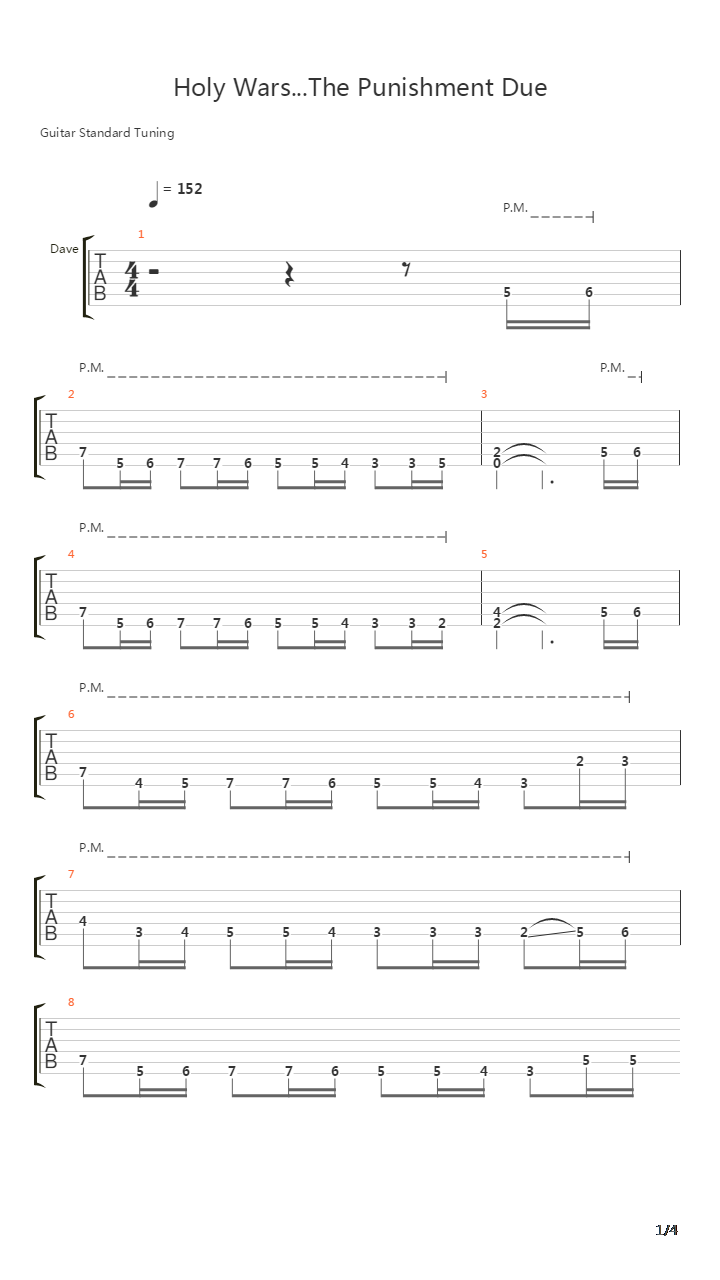 Holy Warsthe Punishment Due吉他谱