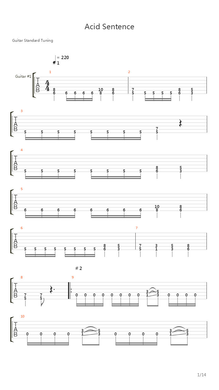 Acid Sentence吉他谱