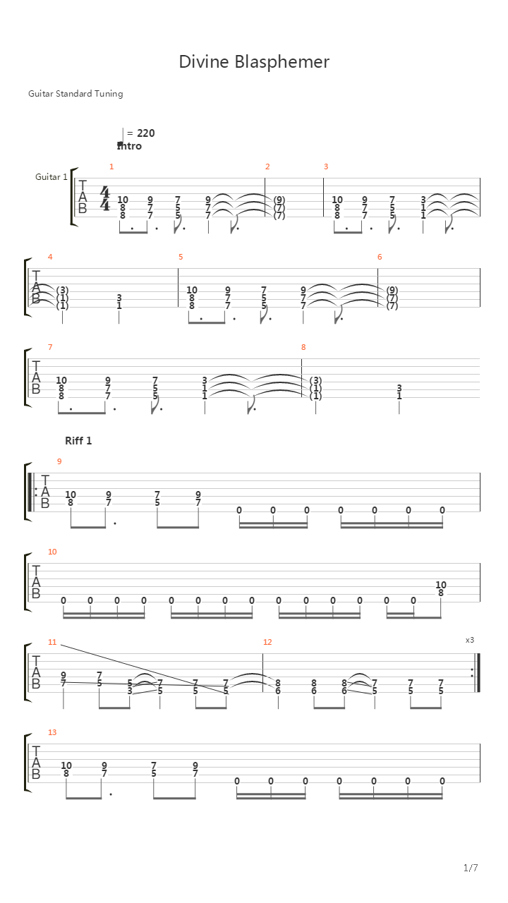 Divine Blasphemer吉他谱