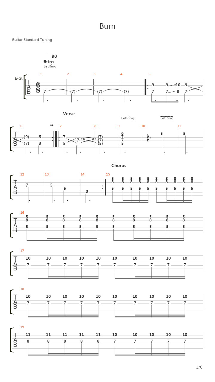 Burn吉他谱
