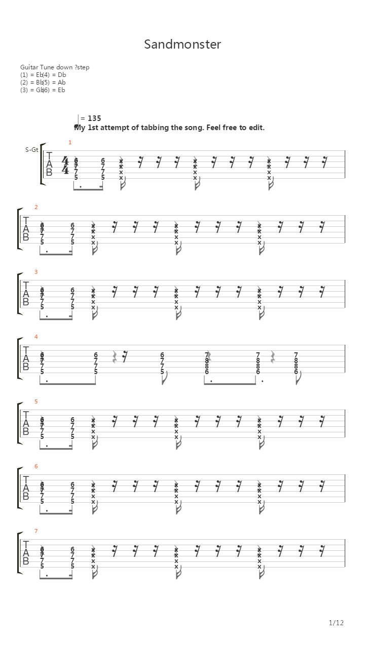 Sandmonster吉他谱