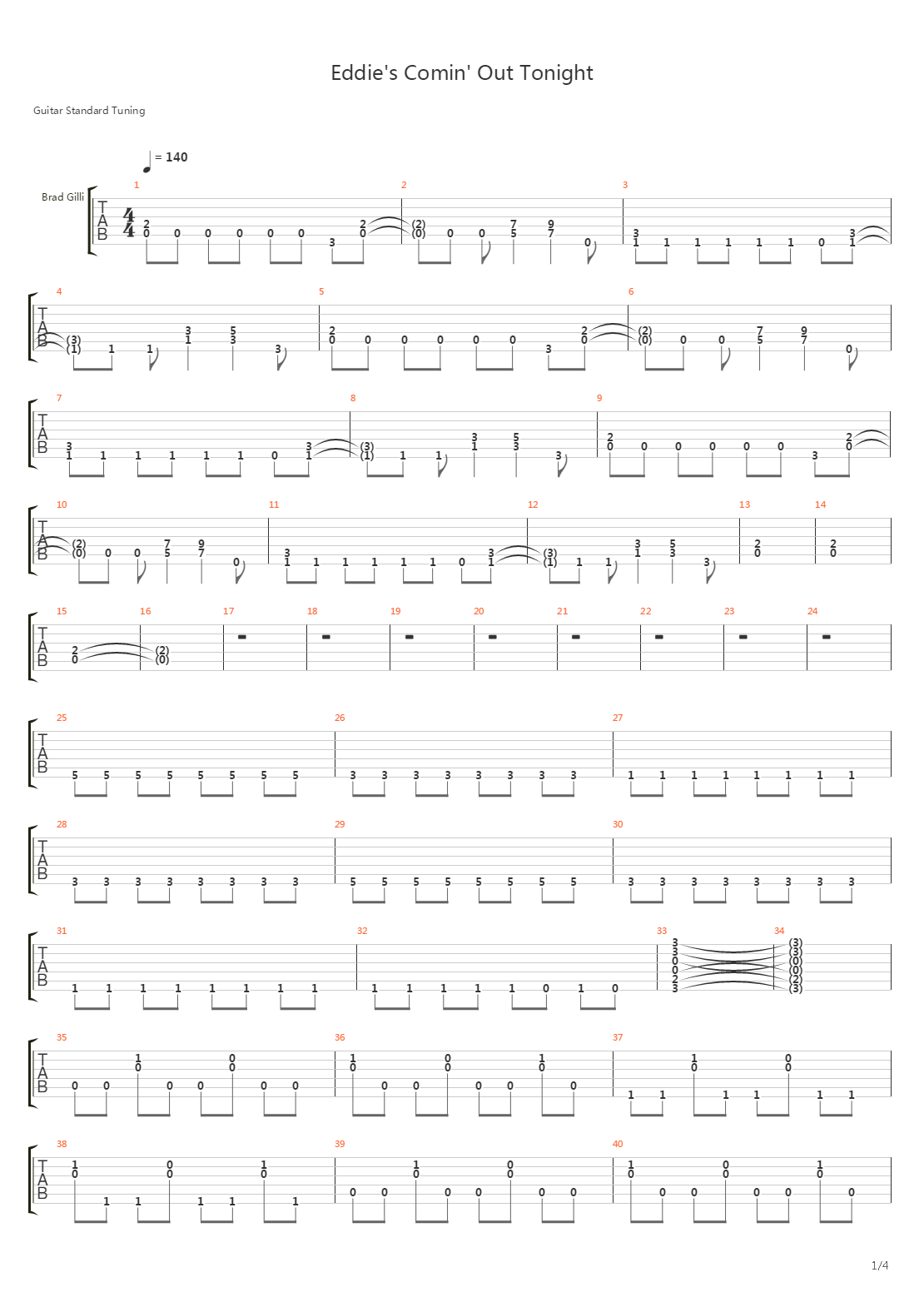 Eddies Comin Out Tonight吉他谱