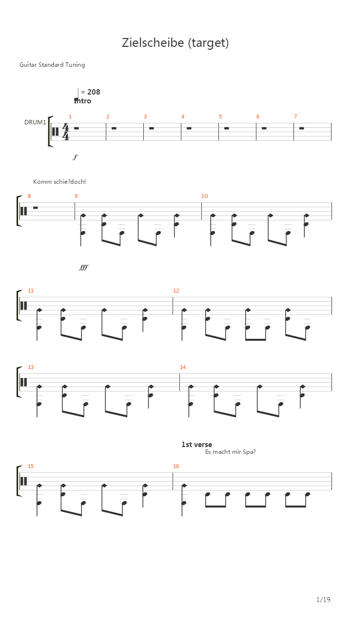 Zielscheibe吉他谱