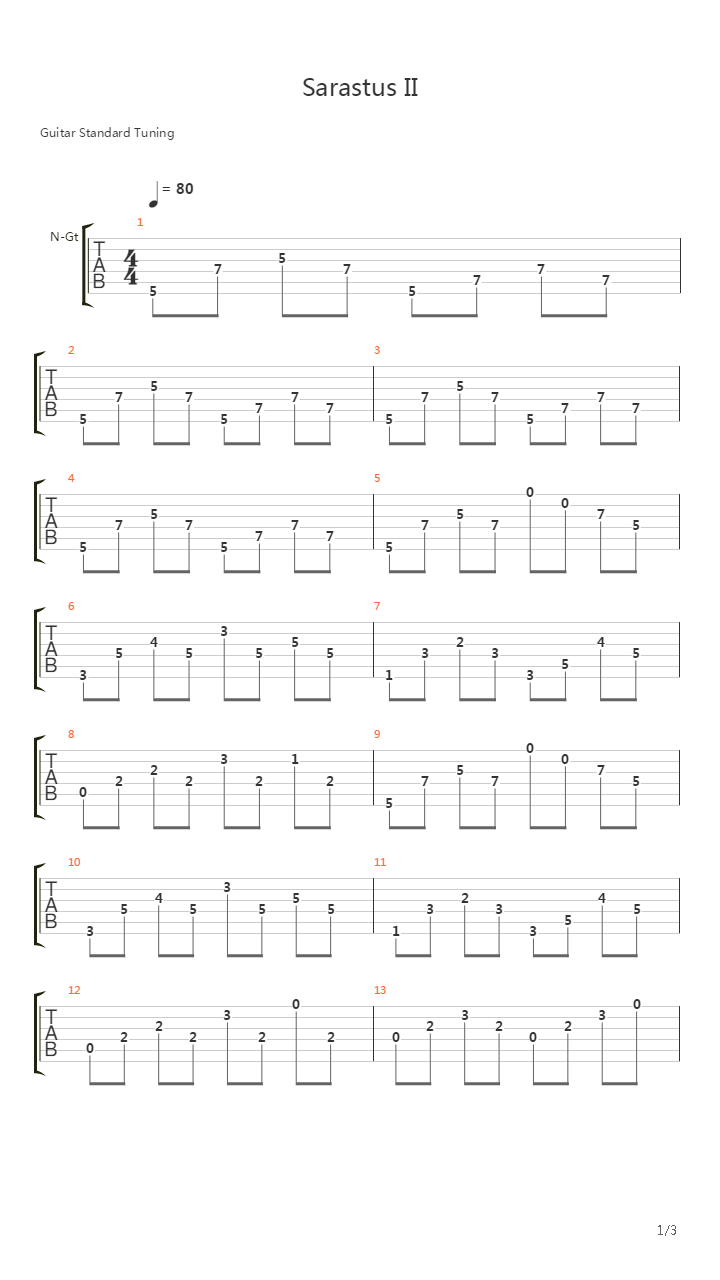 Sarastus Ii Iii吉他谱