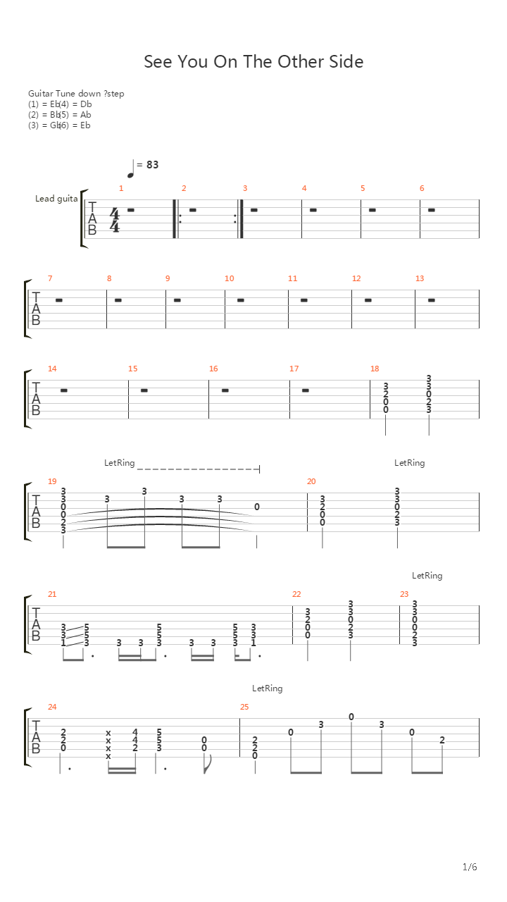 See You On The Other Side吉他谱