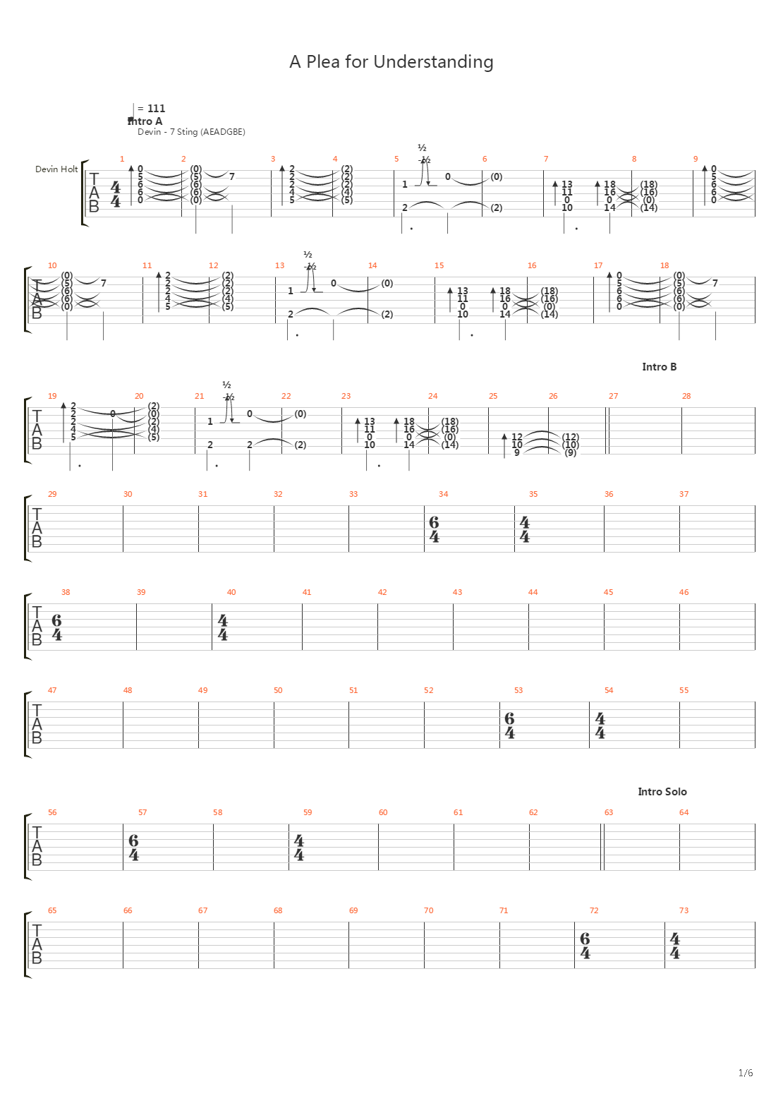 A Plea For Understanding吉他谱