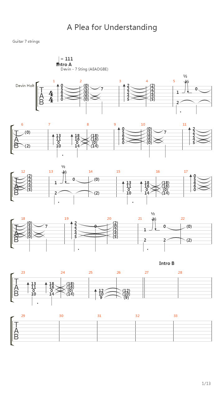 A Plea For Understanding吉他谱