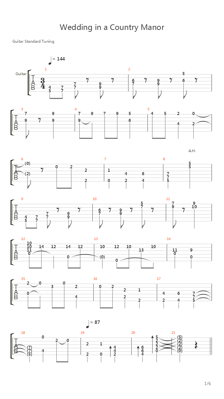Wedding At The Country Manor吉他谱